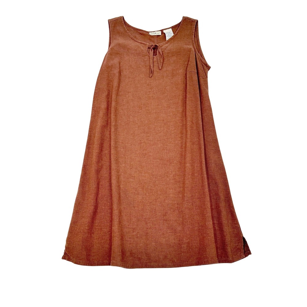 VTG‎ White Stag Linen Blend Sleeveless Shift Dress Chocolate Brown 90s Lagenlook